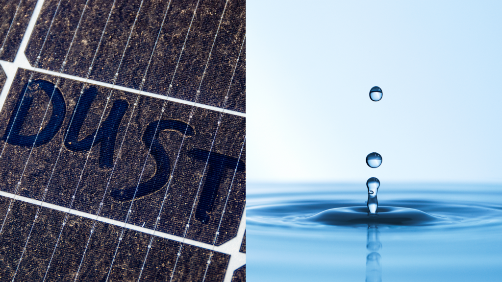 Water conservation and solar panel cleaning